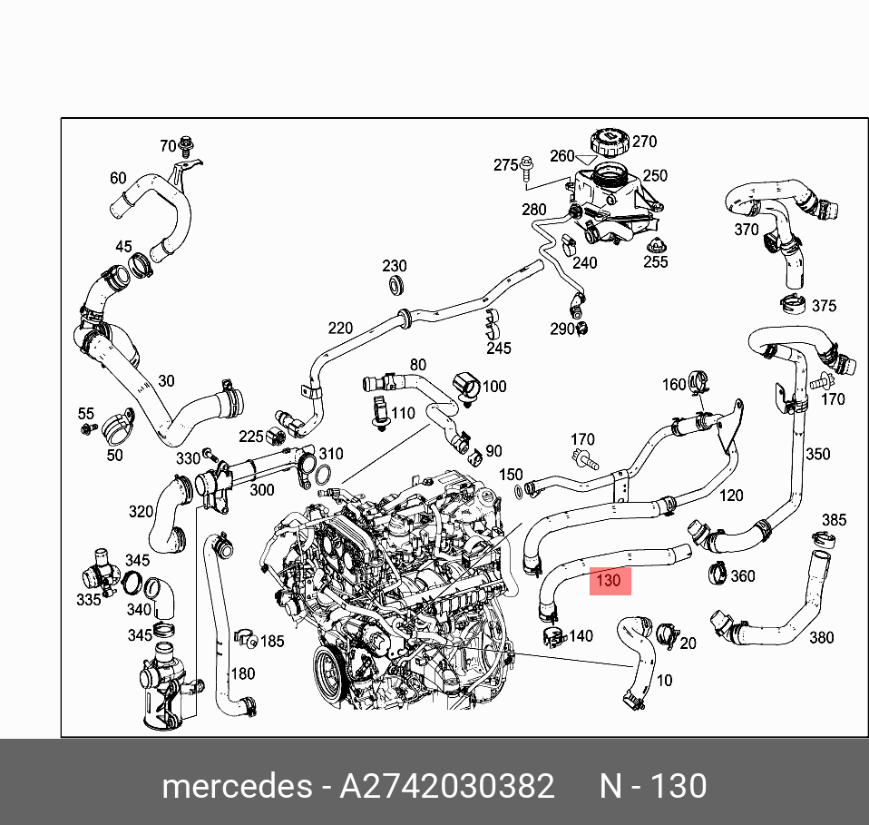 A2742030382 MERCEDES-BENZ ШЛАНГ ОХЛ.ЖИДКОСТИ ДВИГАТЕЛЯ