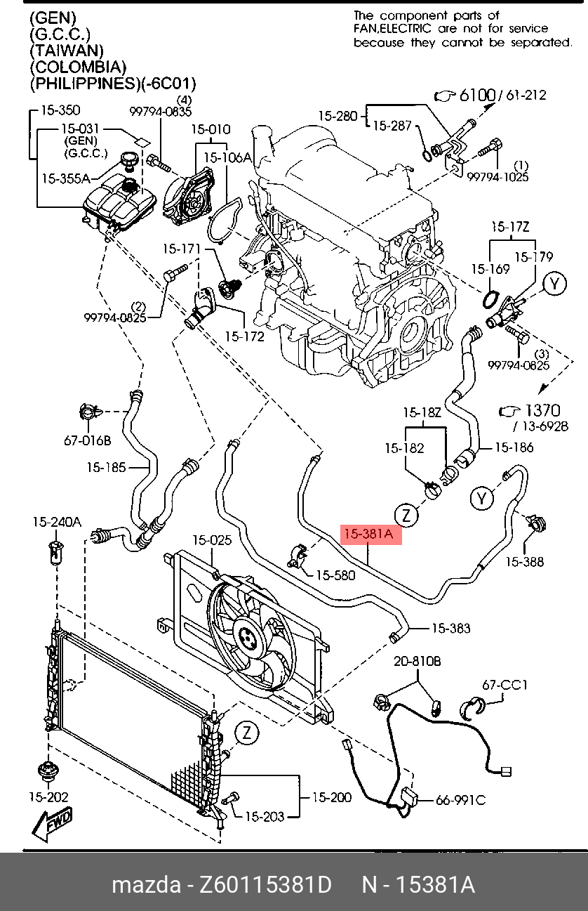 Z60115381D MAZDA ПАТРУБОК