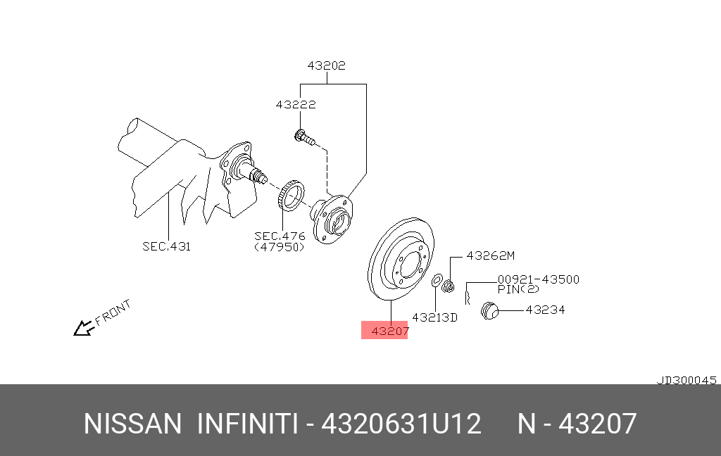 4320631U12 NISSAN Тормозной диск