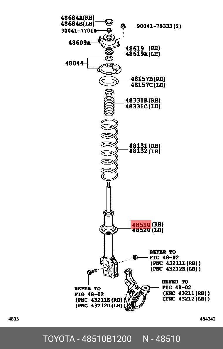 48510B1200 TOYOTA Амортизатор подвески