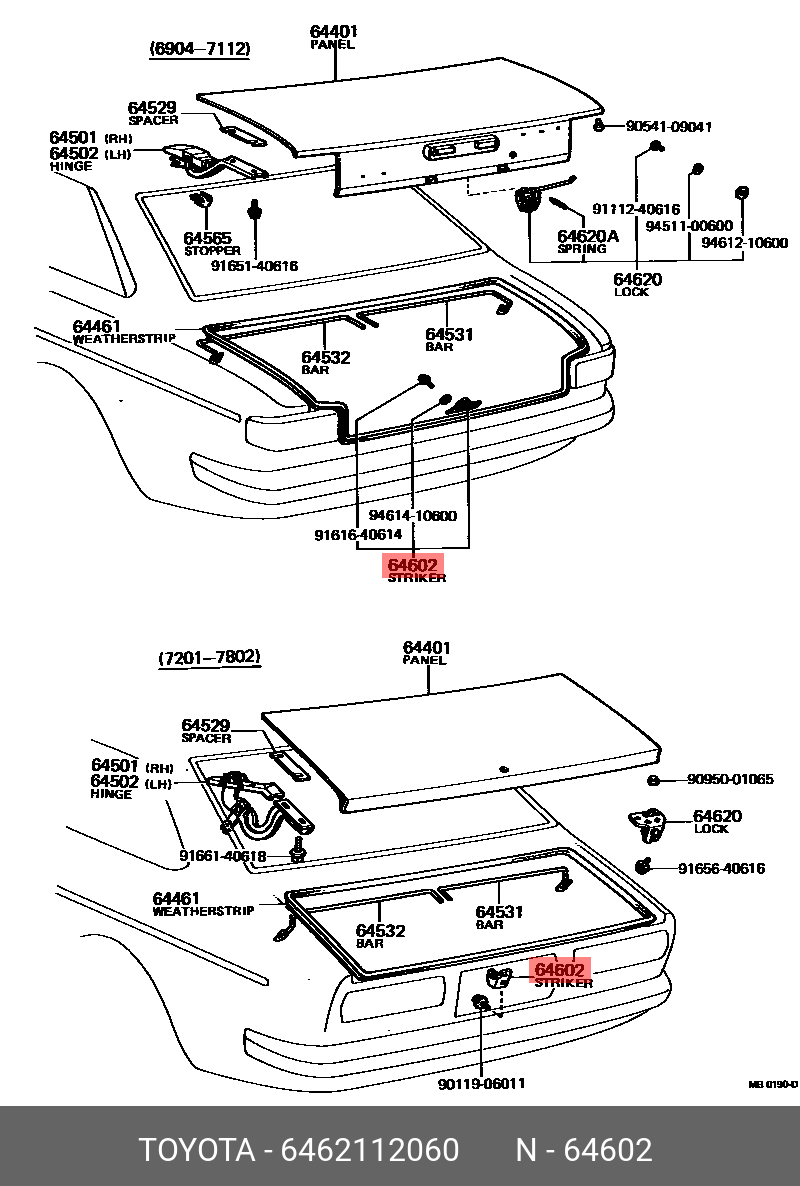 6462112060 DAIHATSU КРОНШТЕЙН КУЗОВНОЙ