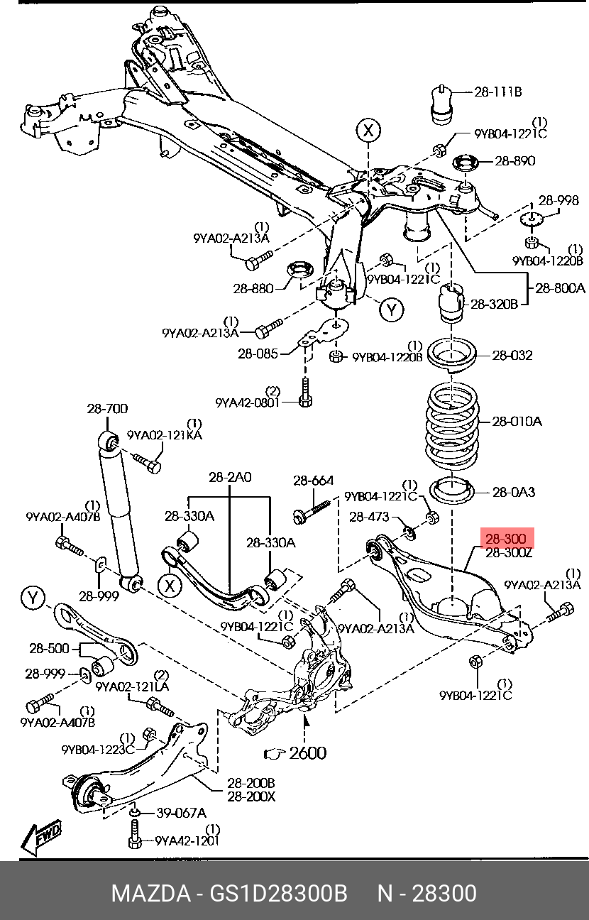 GS1D28300B MAZDA Рычаг независимой подвески колеса, подвеска колеса