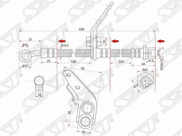 ST01464SDAA01 SAT Шланг тормозной передний (Таиланд) HONDA ACCORD 02- RH