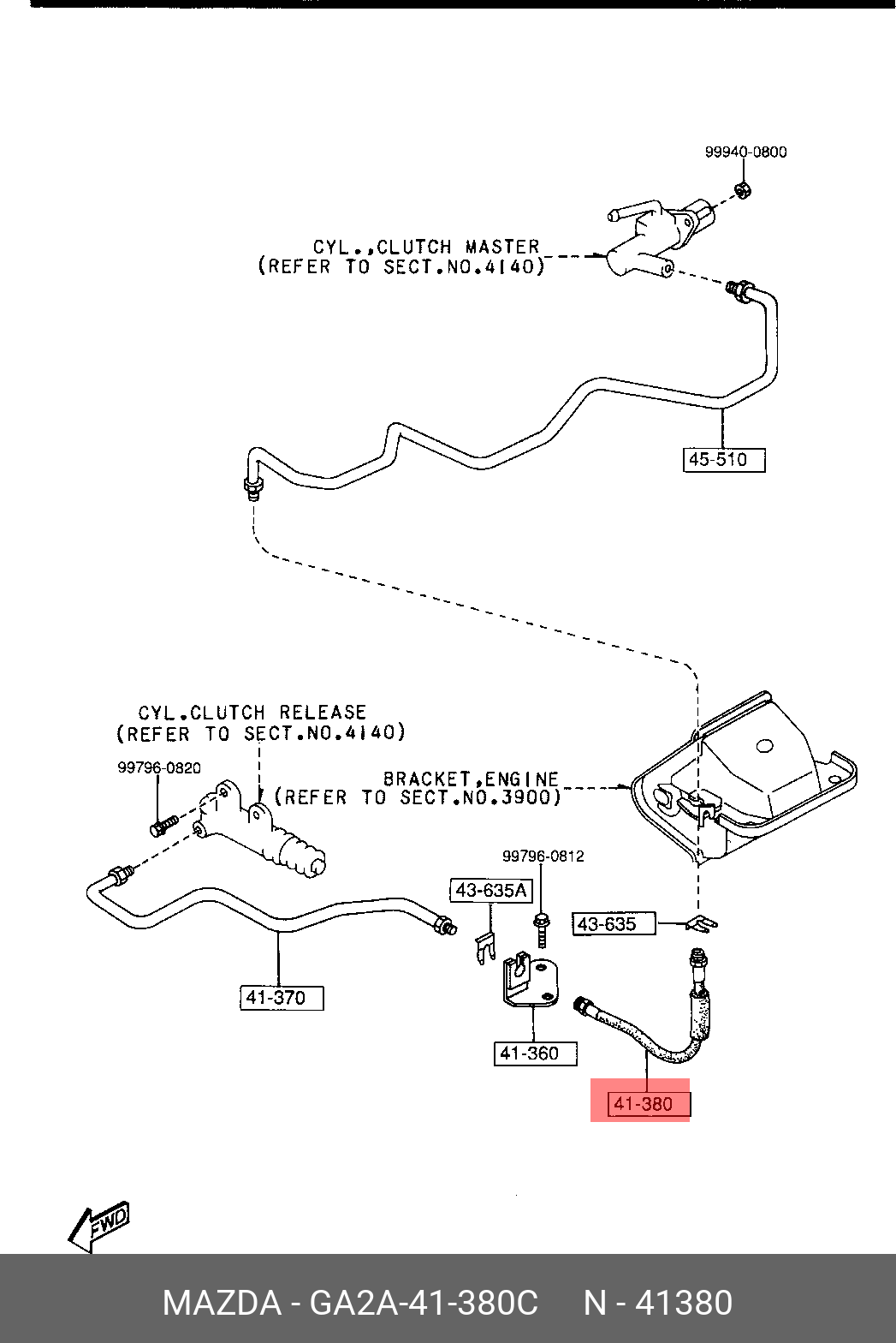 GA2A41380C MAZDA ШЛАНГ ТОРМОЗНОЙ РЕЗИНОВЫЙ