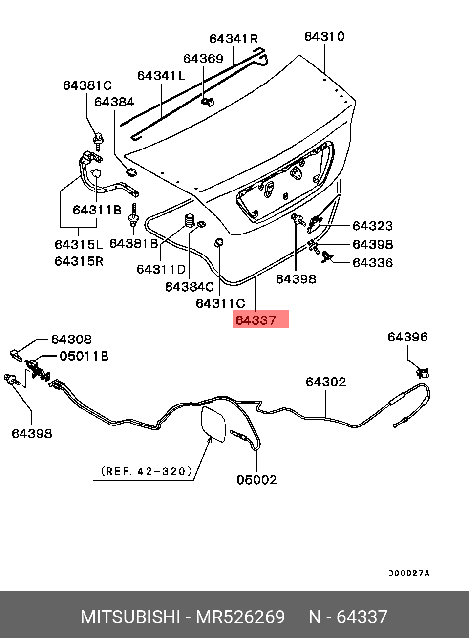 MR526269 MITSUBISHI КУЗОВНОЙ УПЛОТНИТЕЛЬ