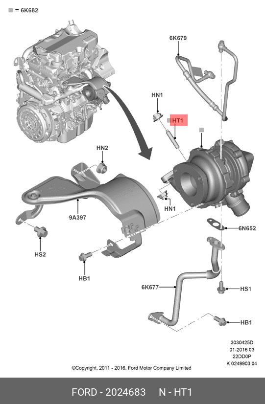 2024683 FORD Шпилька крепления турбокомпрессора, 2.2  3.2 Duratorq TC