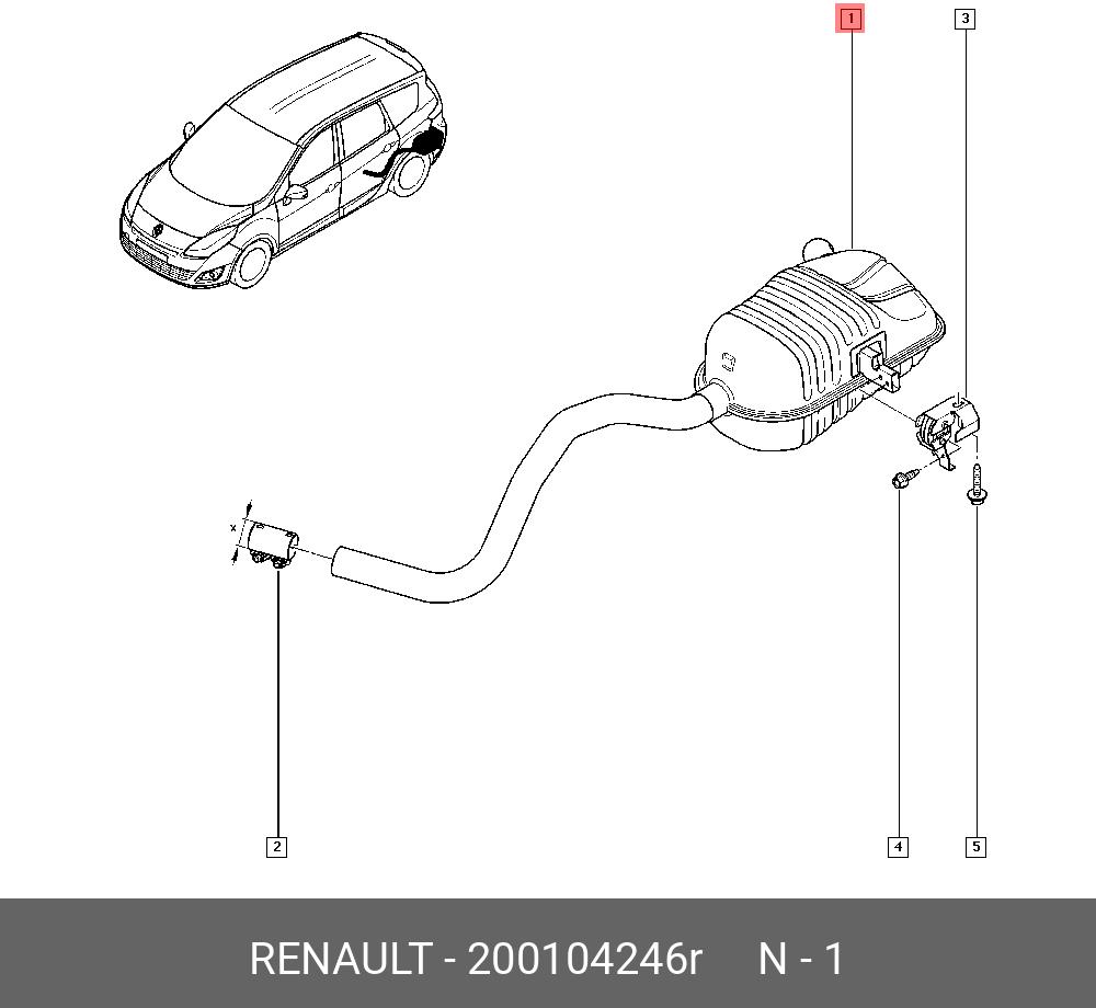 200104246R RENAULT Глушитель задн часть (мет)