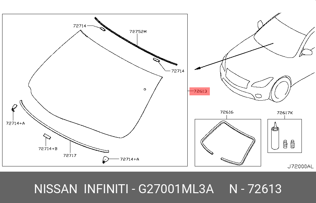 G27001ML3A NISSAN ЛОБОВОЕ СТЕКЛО ЛАМИН