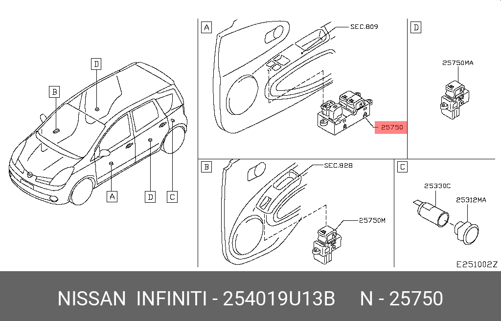 254019U13B NISSAN ВК СТ ПОДЪЕМН E11E