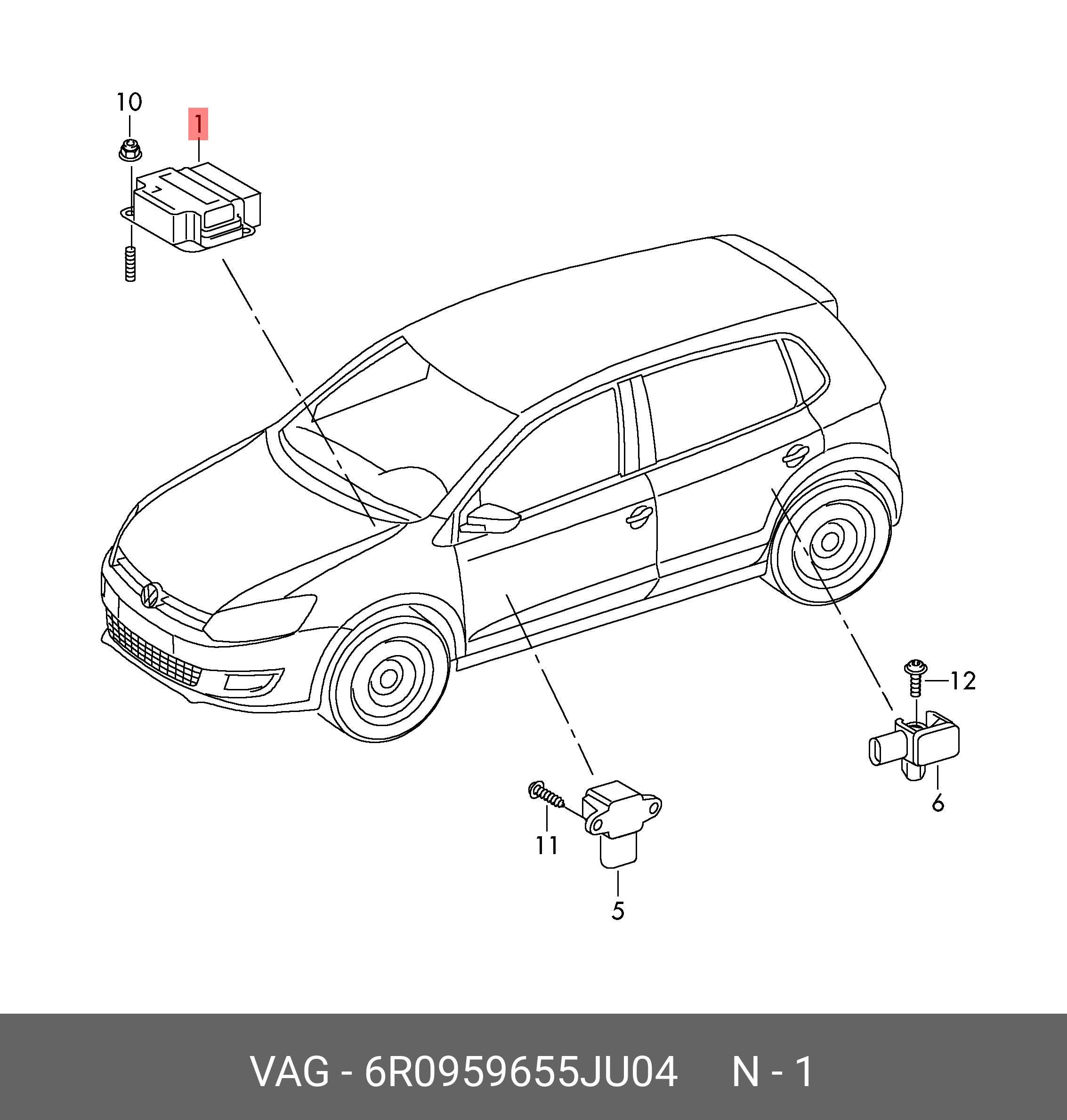 6R0959655JU04 VAG Блок управления подушками безопасности