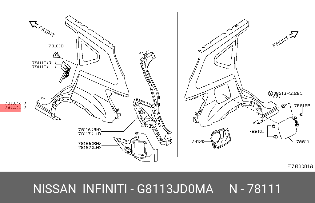 G8113JD0MA NISSAN КРЫЛО ЗАДНЕЕ