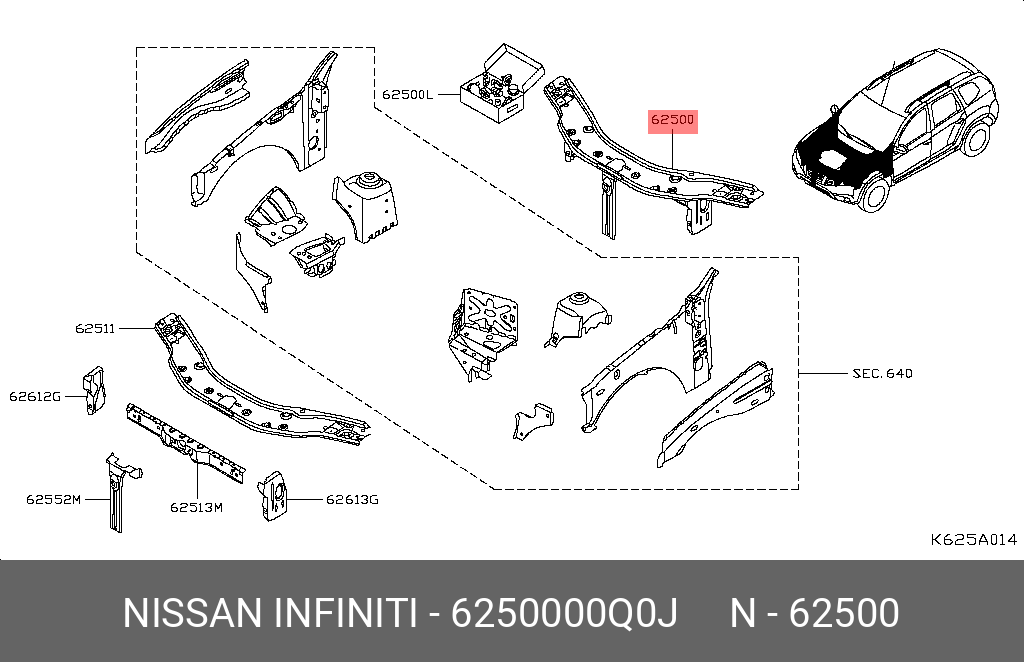6250000Q0J NISSAN ПАНЕЛЬ ПЕРЕДНЯЯ