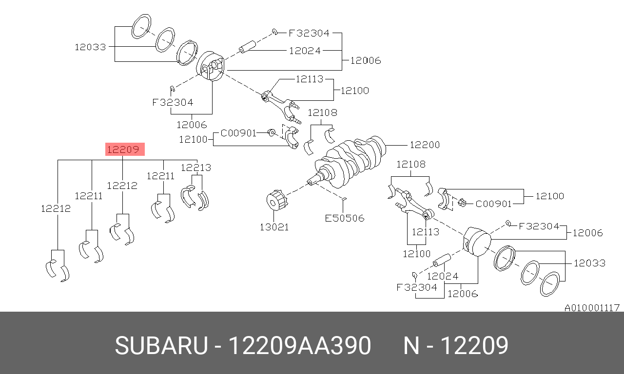 12209AA390 SUBARU ВКЛАДЫШ ШАТУННЫЙ