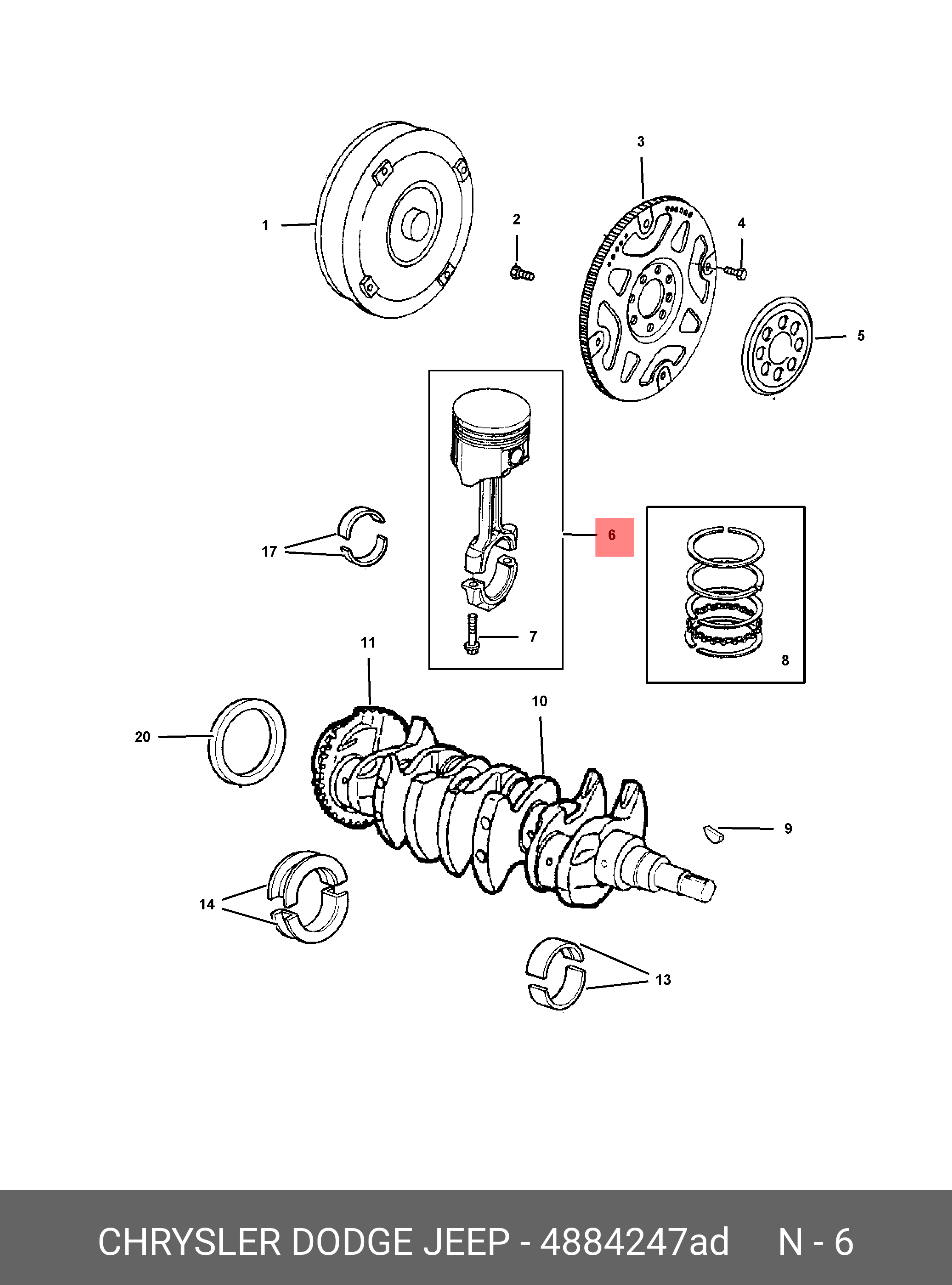 04884247AD CHRYSLER PISTON PIN AND ROD