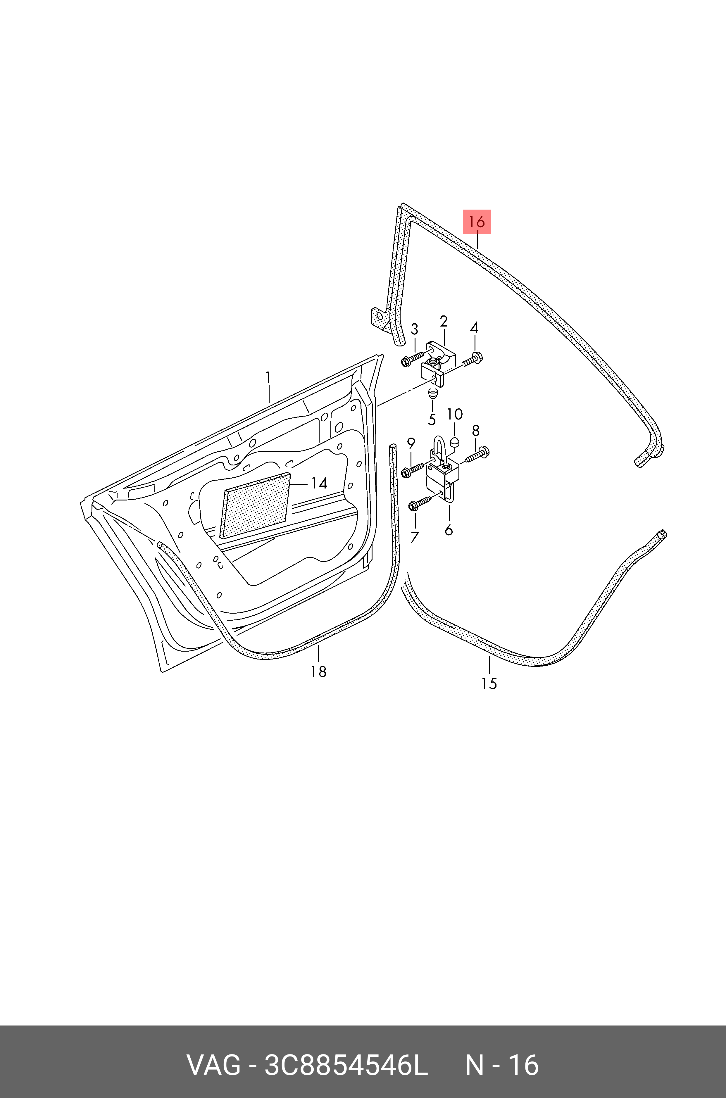 3C8854546L VAG Уплотнитель двери внутри
