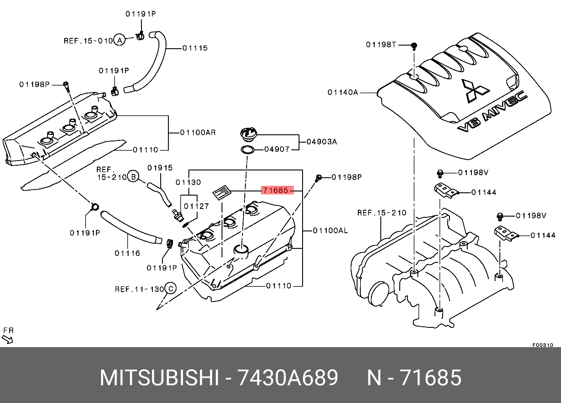 7430A689 MITSUBISHI LABEL,ENG MAINTENANCE CAUTION