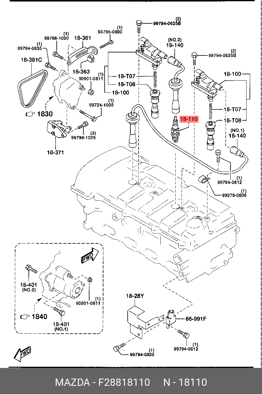 F28818110 MAZDA Свеча зажигания