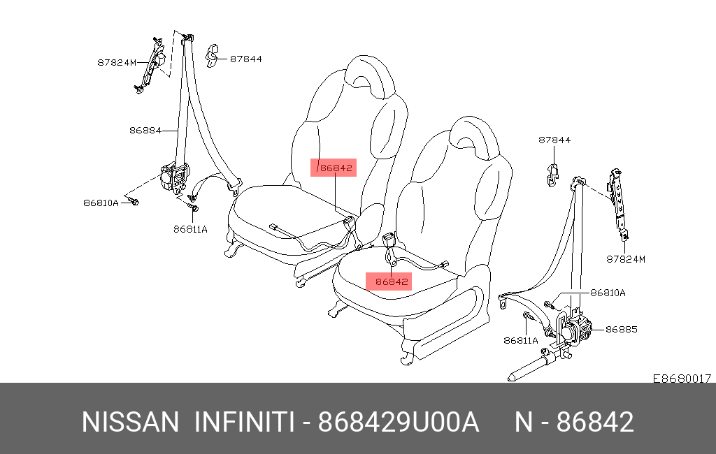868429U00A NISSAN Защелка ремня без-ти