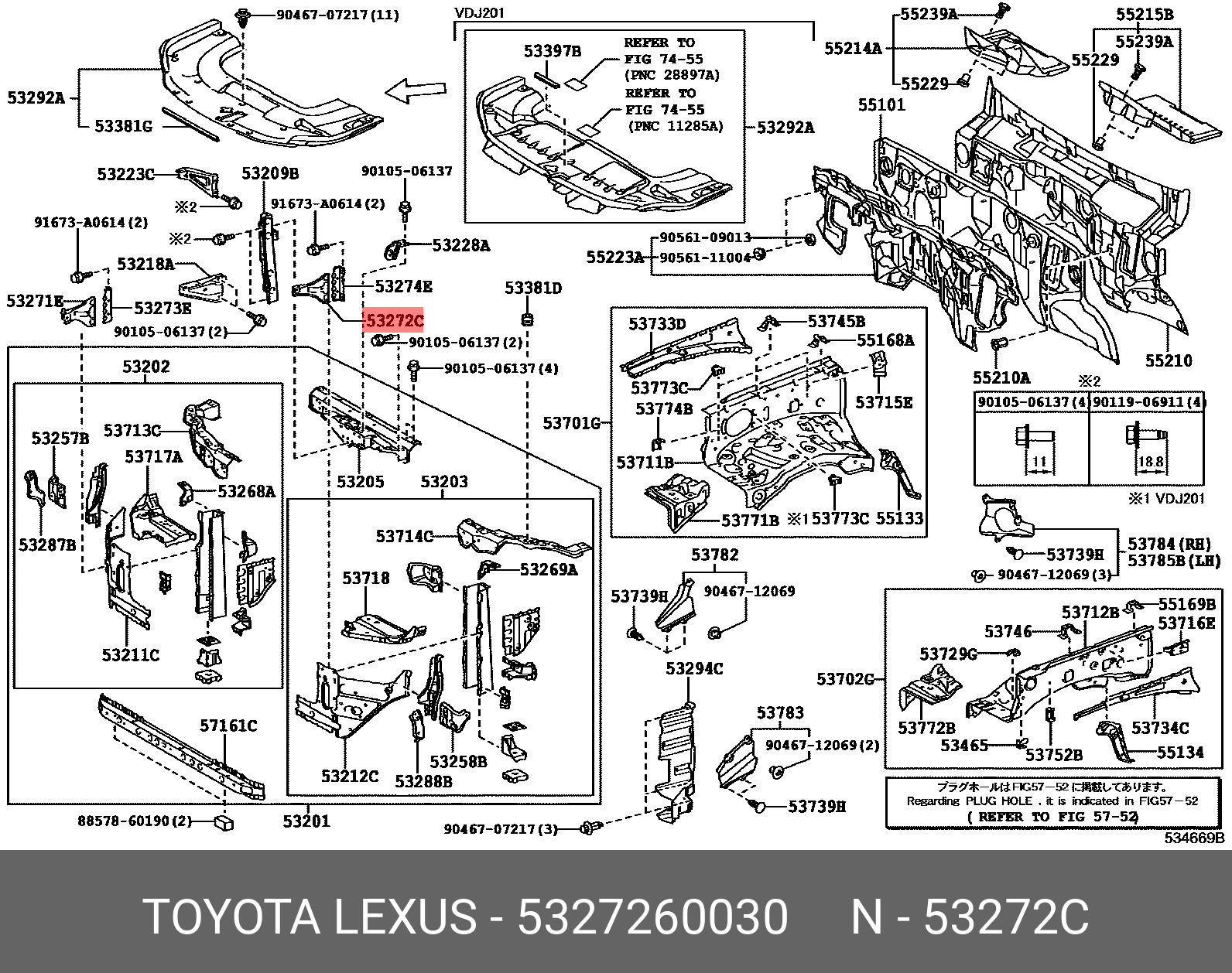 5327260030 TOYOTA КРОНШТЕЙН ФАРЫ