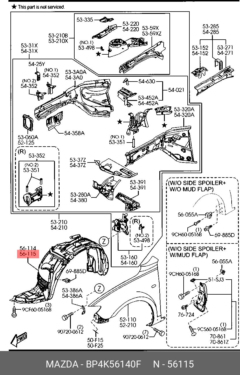BP4K56140F MAZDA ПОДКРЫЛОК ПЕРЕДНИЙ LH