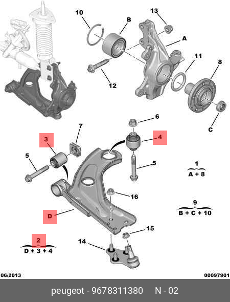 9678311380 PEUGEOT-CITROEN Рычаг независимой подвески колеса, подвеска колеса