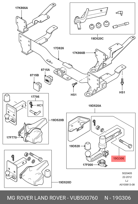 VUB500760 LAND ROVER BAUSATZ ANHAENGEVORRICHTUNG,BAUSATZ ANHAENGEVORRICHTUNG