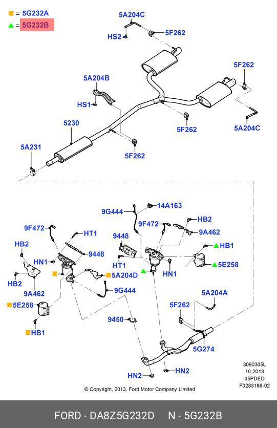 DA8Z5G232D FORD Коллектор выпускной в сборе с катализатором задний / FORD Explorer 3.5 V6 12~15