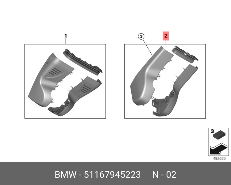 51167945223 BMW SATZ SPIEGELFUSSABDECKUNG