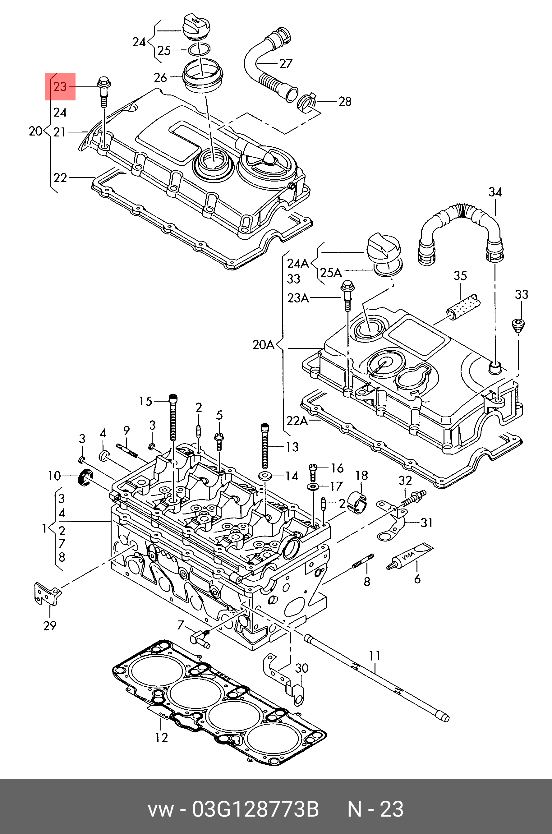 03G128773B VAG Болт с шестигранной головкой
